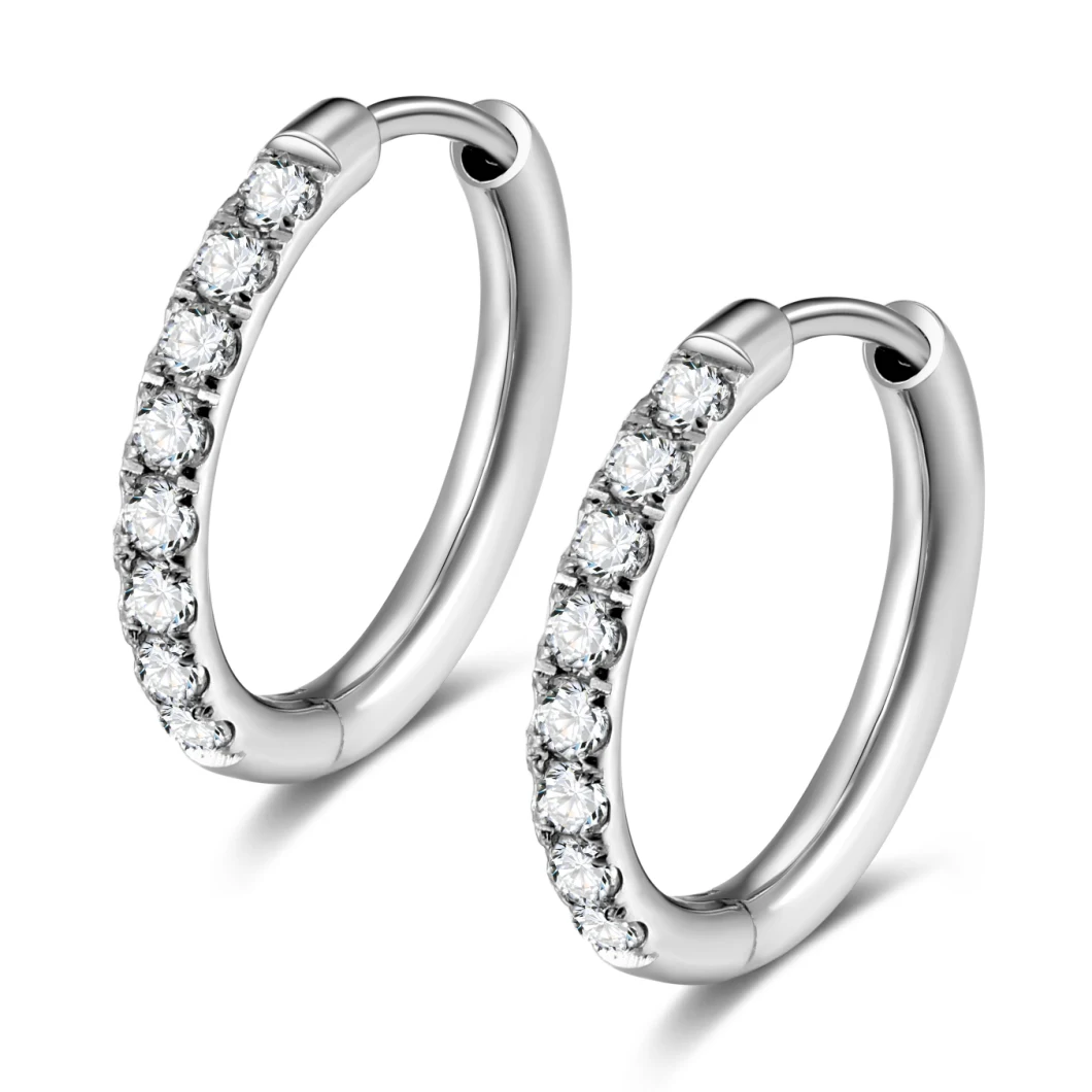 Simple Cubic Zirconia Huggie Cartilage 316L Stainless Steel Hoop Earrings