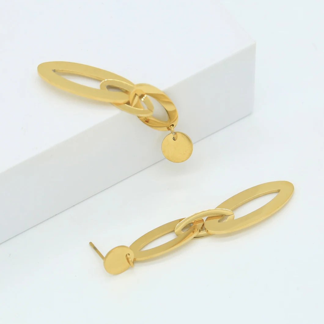 Hot Selling Gold Plated Stainless Steel Chain Stud Earrings
