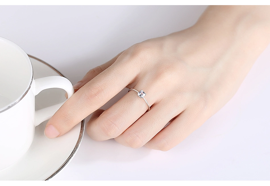 AAA Cubic Zircon Ring Simple Style Jewelry Silver Rings