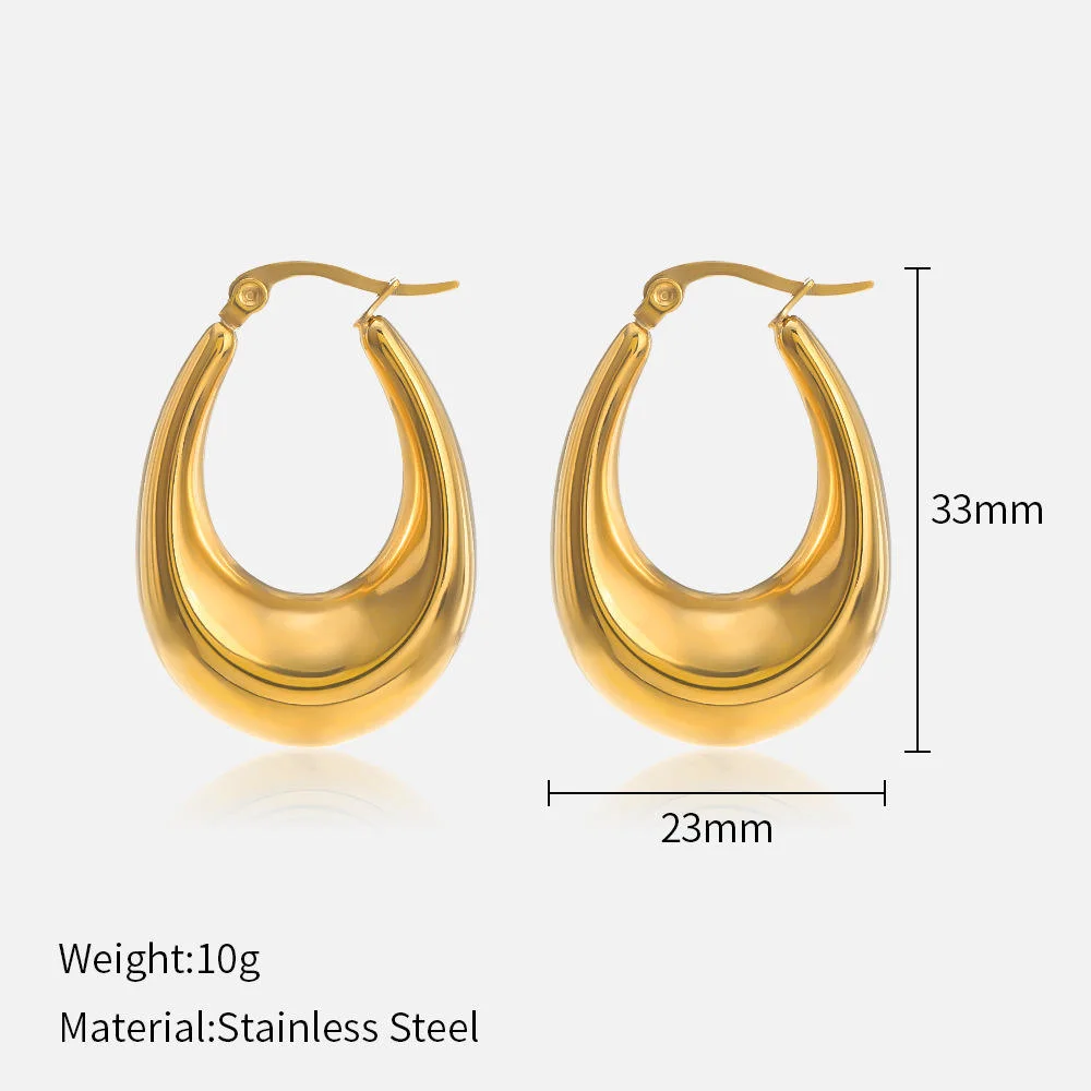 Stainless Steel Gold Color Geometric Earrings Trendy Hoop Earrings