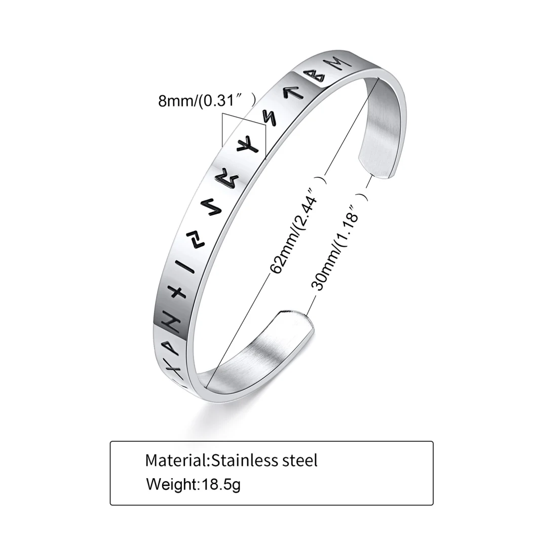 Stainless Steel Viking Symbol Bangle Steel Men′s Fashion Bangle