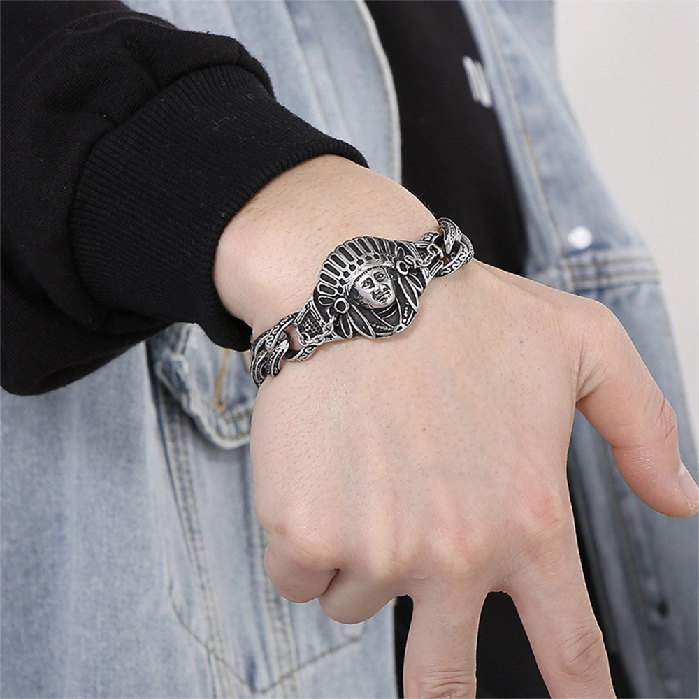 Best Selling Tribal Chief Bracelet Joya Brazalete Acero Vintage 316L Stainless Steel Jewelry for Men