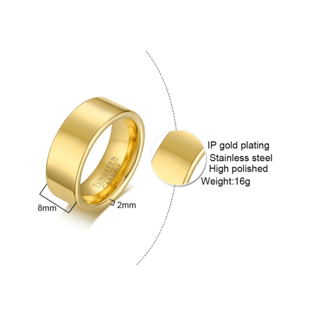 European and American Style Personalized Accessories Gold Simple Men′ S Tungsten Steel Ring Can Be DIY Lettering