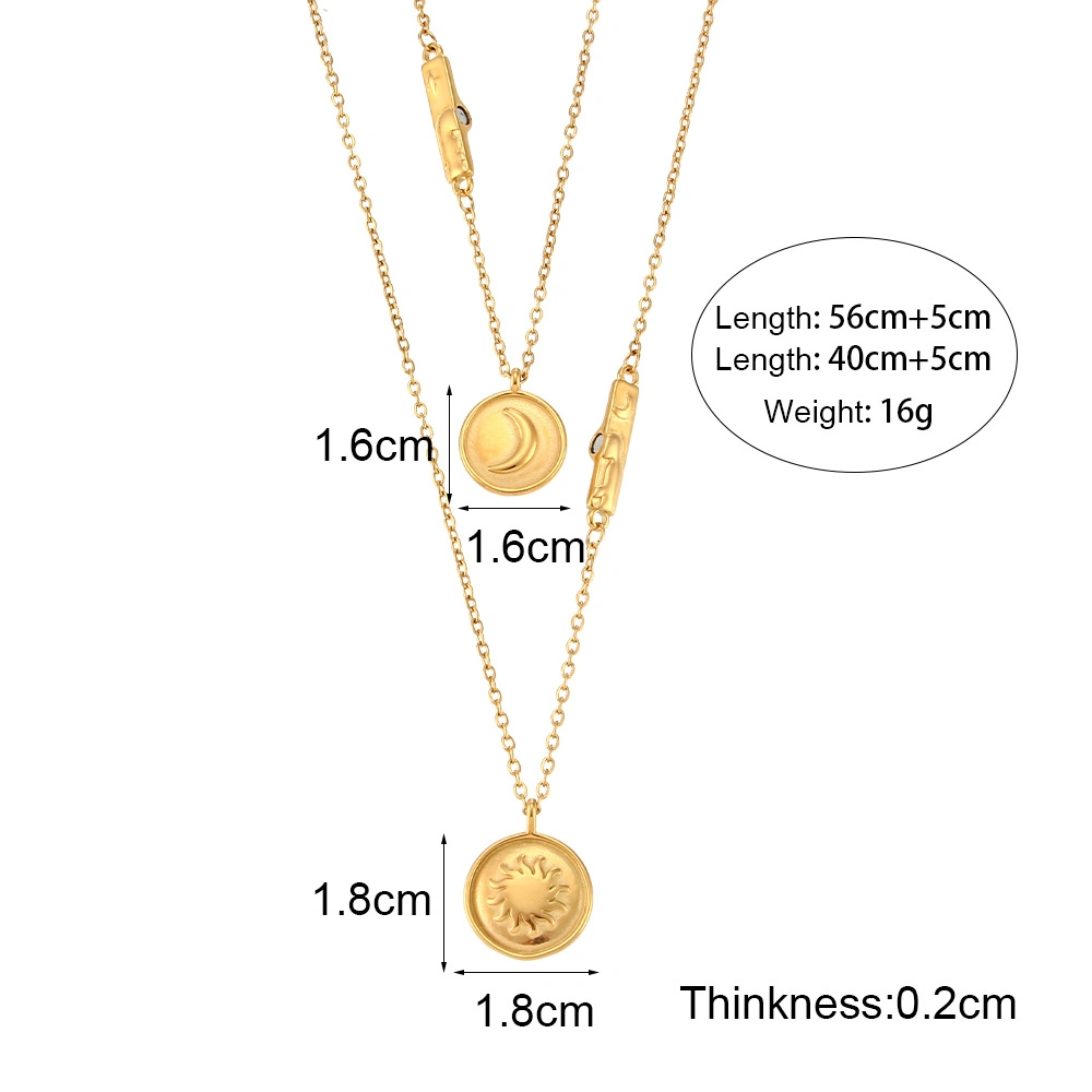 Factory Customized Fashion Jewelry Ins Fashion Hot Selling Simple Personalized Pendant Jewelry Women′s Stainless Steel Sun Moon Magnet Necklace Set