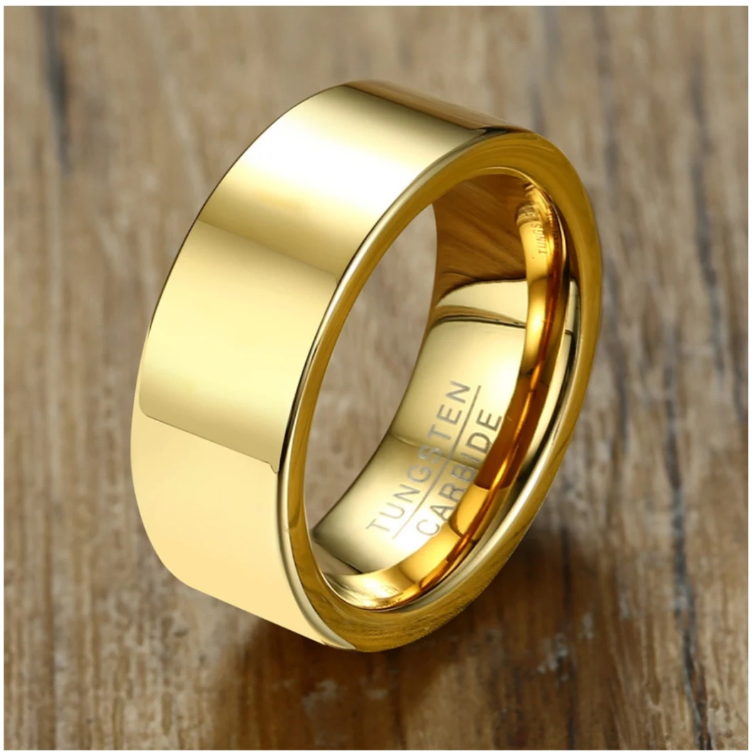 European and American Style Personalized Accessories Gold Simple Men′ S Tungsten Steel Ring Can Be DIY Lettering