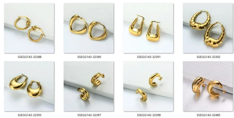 Hot Sale Non Tarnish Stainless Steel Jewelry Hoops Gold Plated Round Hoop Chunky Earrings
