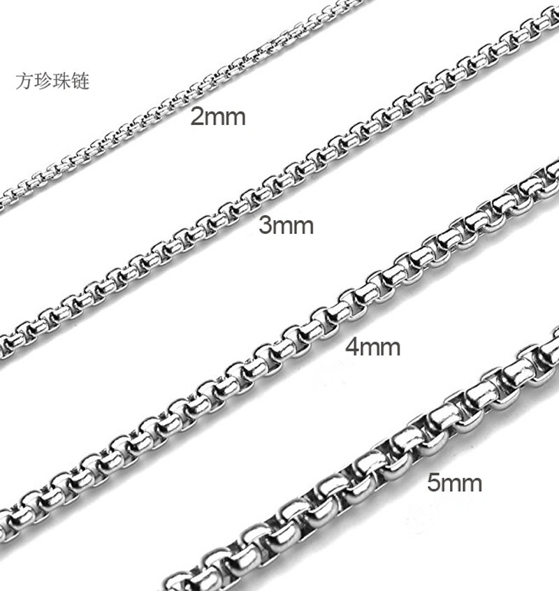 Europe and America All Match Men′ S Necklace Stainless Steel Hip Hop Style Square Pearl Necklace Accessories