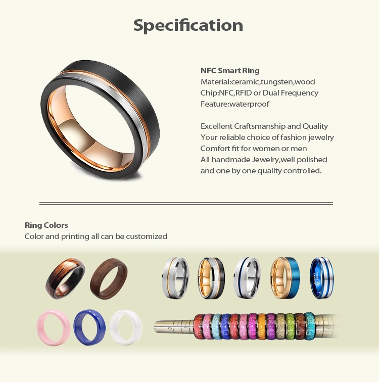 NFC Ring Adjustable Stainless Tungsten Steel Key Ring NFC Tesla ISO 15693 Ring with NFC Tag