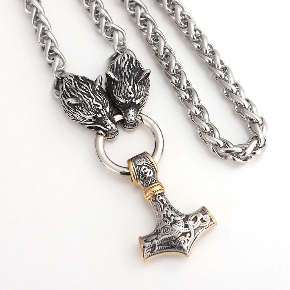 Wholesale 316L Stainless Steel Viking Jewelry Hammer Mjolnir Necklace Men Pendant Necklace Thor Hammer Necklace for Men
