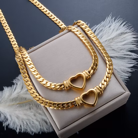 Fashion Stainless Steel Necklace Jewelry Women Heart Shape Necklaces