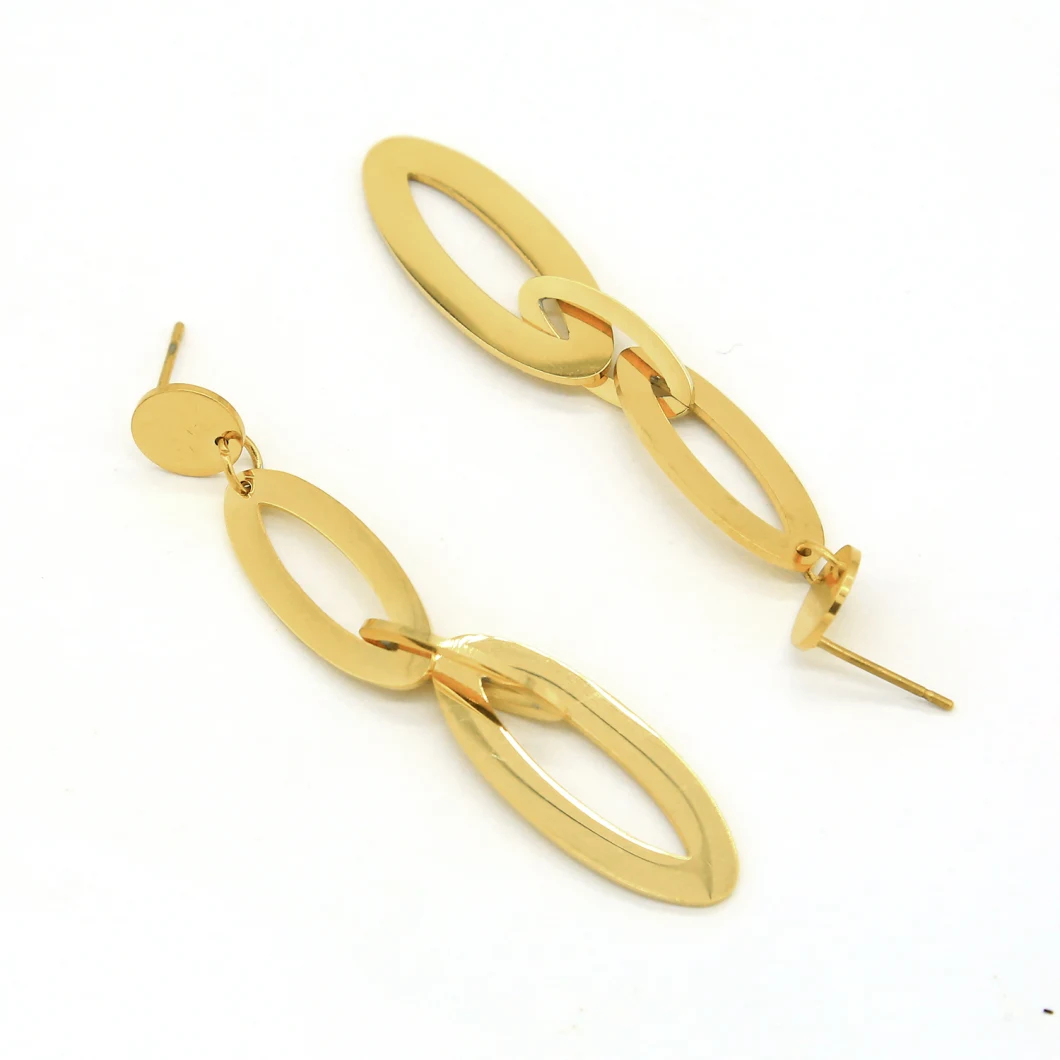 Hot Selling Gold Plated Stainless Steel Chain Stud Earrings