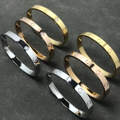 Joias Aço Inoxidável 316 Love Screwdriver Incrustado CZ Zircon Stone Bracelet Bracelet Love Cross Design Bangles Bracelet