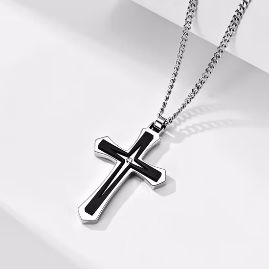 Pingente de cruz de aço inoxidável joias religiosas