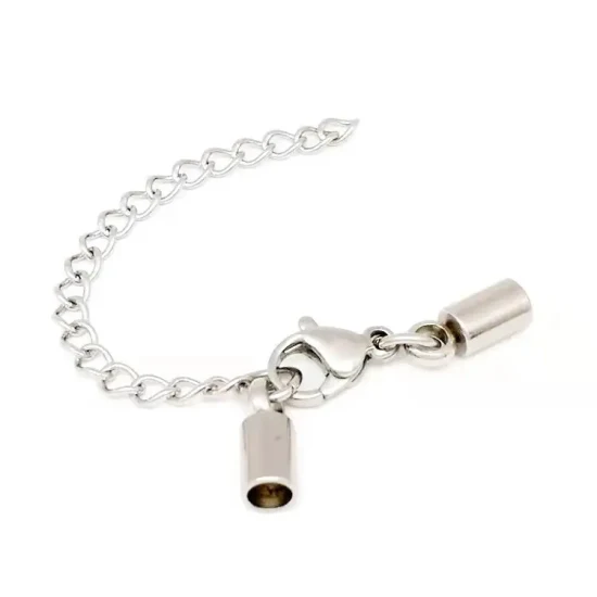 Cabeça de conexão de joias DIY pulseira de aço inoxidável colar cordão balde de 1 mm a 10 mm fecho de lagosta conjunto com extremidade de corrente de extensão