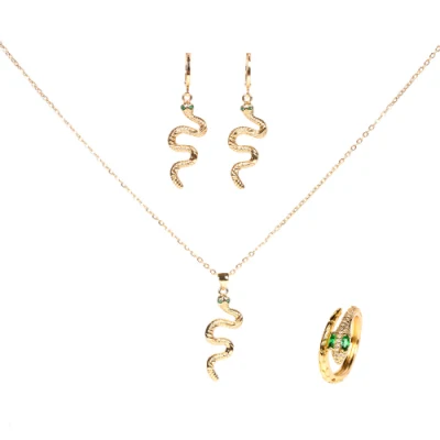Conjunto de joias de cobra de zircônia cúbica folheadas a ouro 18K Fashion