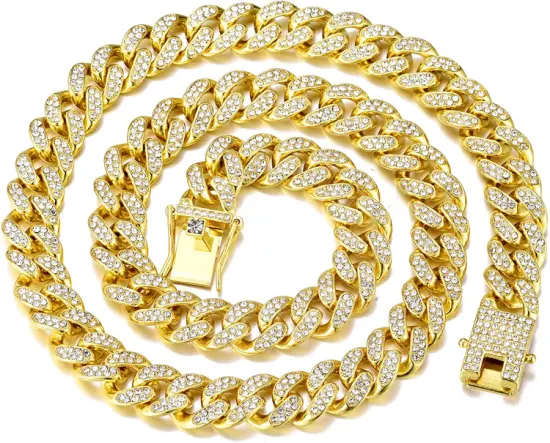 2022 nova corrente de elo cubana hip hop ouro 18 k prata diamante corte corrente de aço inoxidável para homens hip hop joias moda joias/jóias